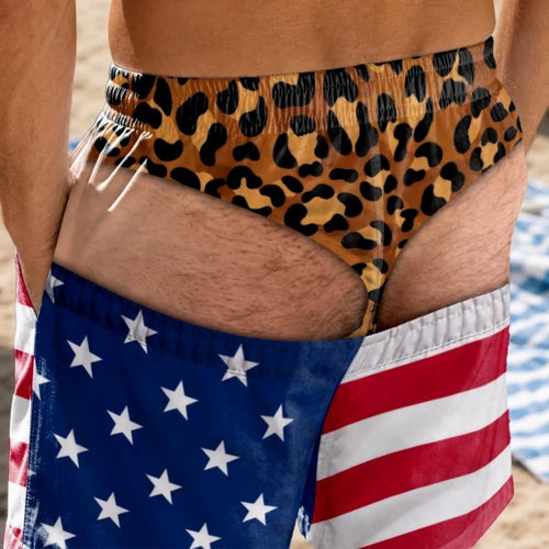 Mens Swim Trunks Personalized Hairy Butt Illusion Beach Shorts Prank Swimsuit for Men Summer Vacation