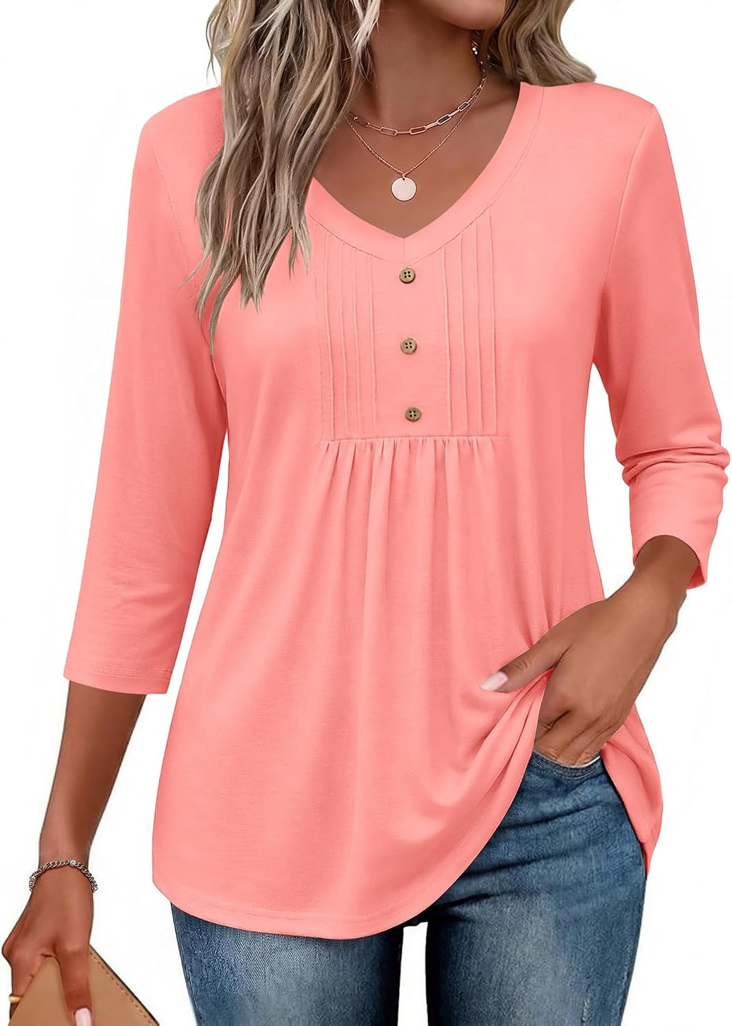 Women Dressy Tops Business Casual Cute Oversized Tunic | 3/4 length sleeves offer moderate coverage
