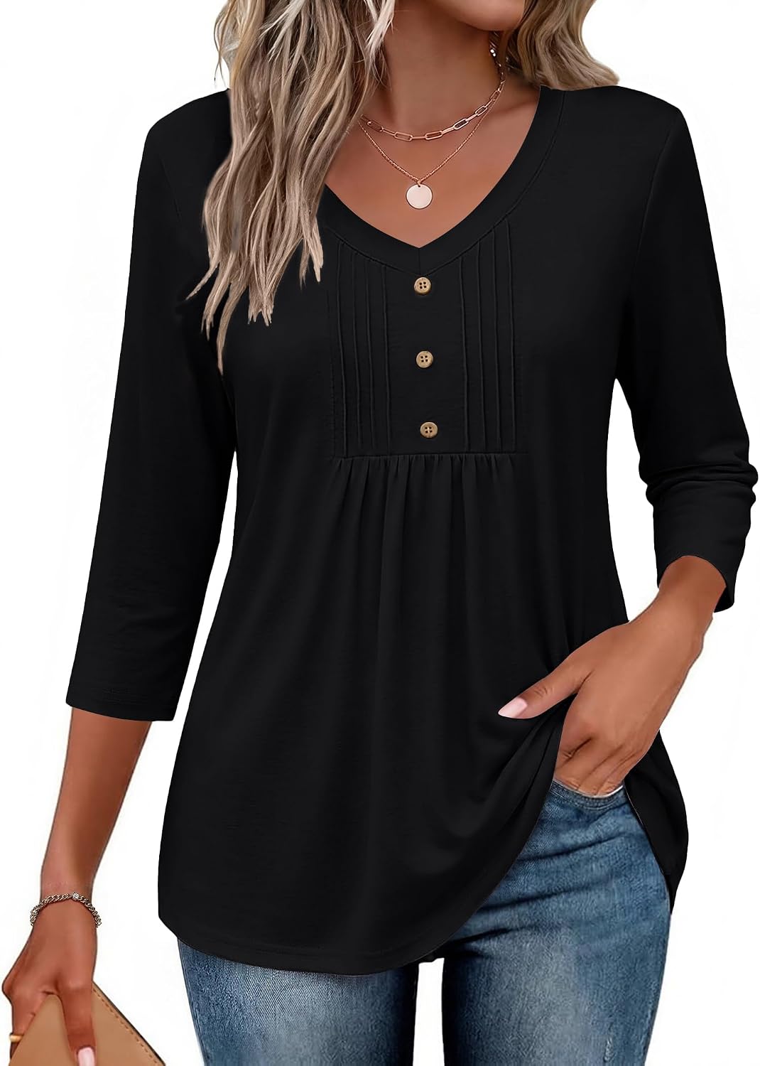 Women Dressy Tops Business Casual Cute Oversized Tunic | 3/4 length sleeves offer moderate coverage