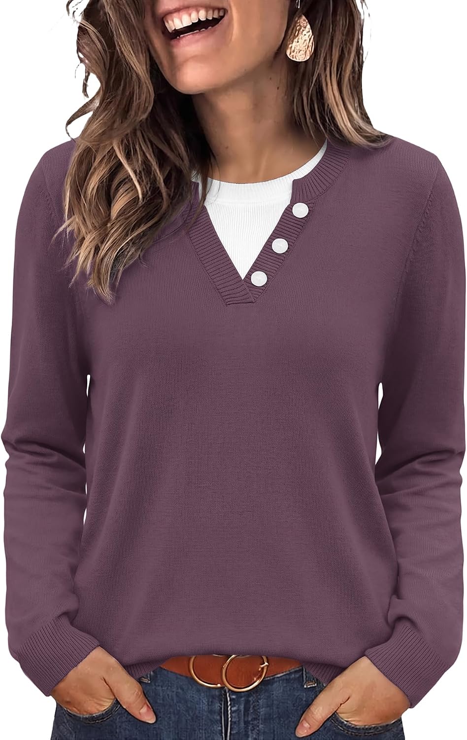 Women Lightweight Pullover Long Sleeve Tops