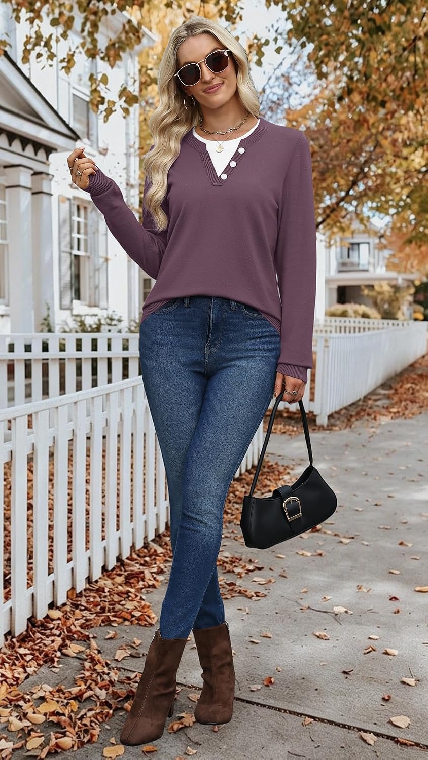 Women Lightweight Pullover Long Sleeve Tops