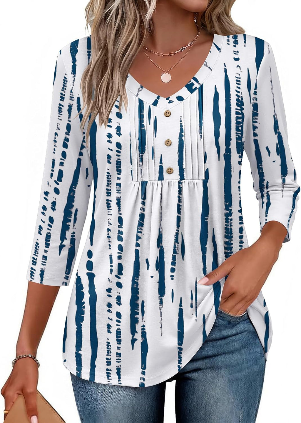 Women Dressy Tops Business Casual Cute Oversized Tunic | 3/4 length sleeves offer moderate coverage
