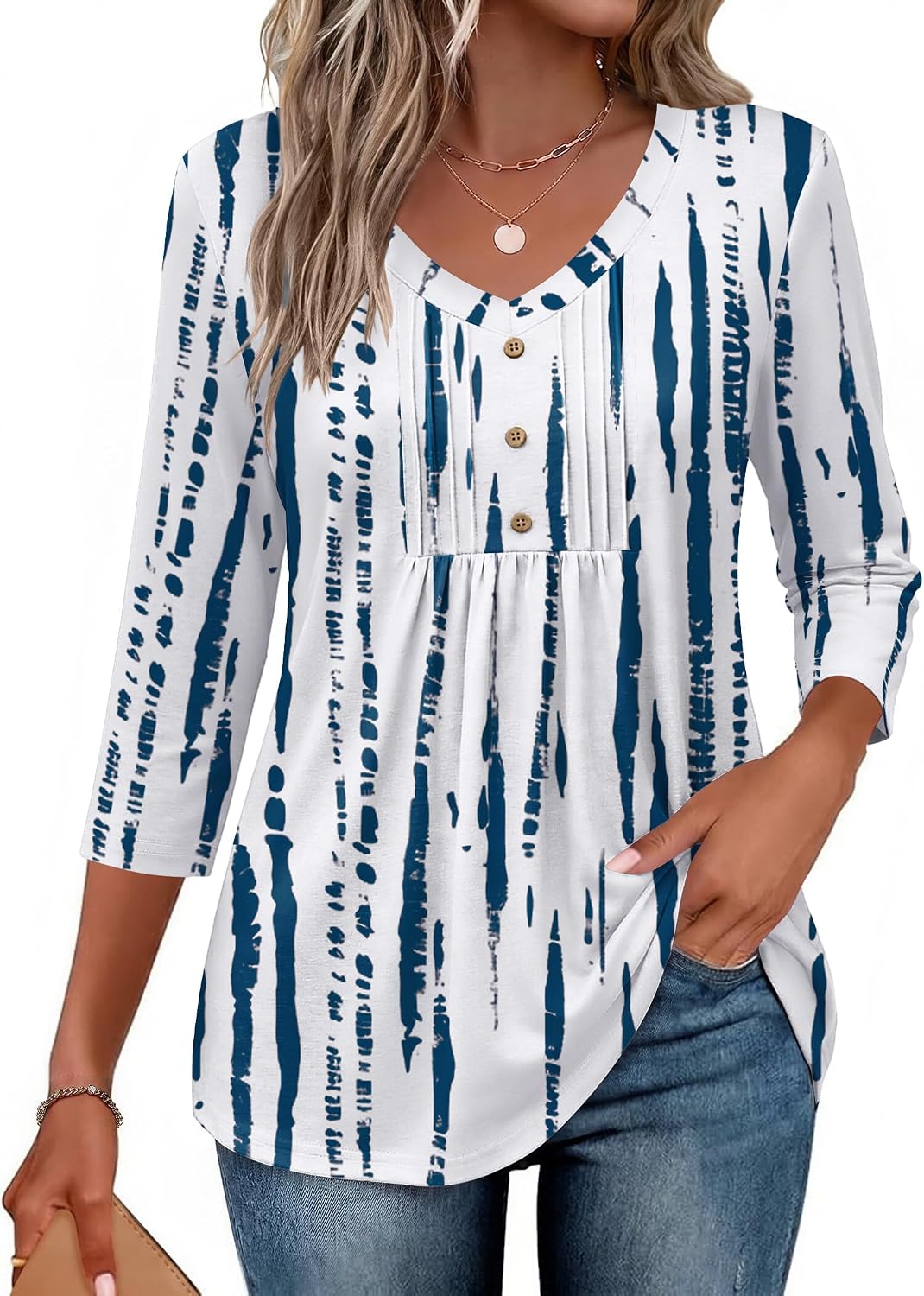 Women Dressy Tops Business Casual Cute Oversized Tunic | 3/4 length sleeves offer moderate coverage