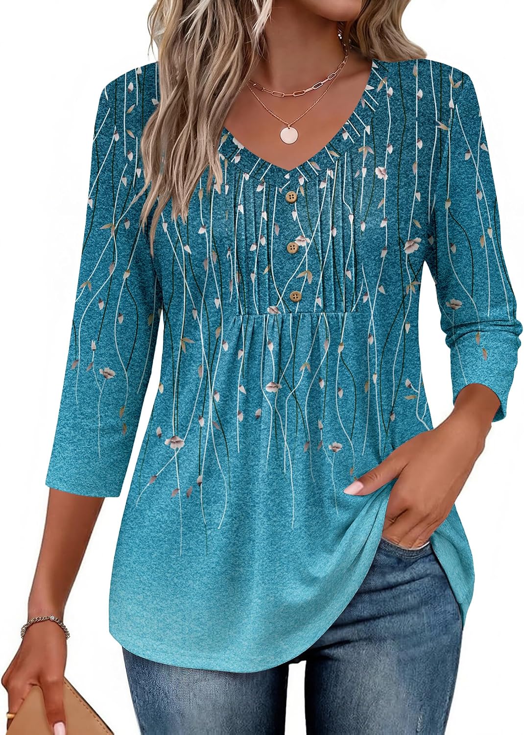 Women Dressy Tops Business Casual Cute Oversized Tunic | 3/4 length sleeves offer moderate coverage