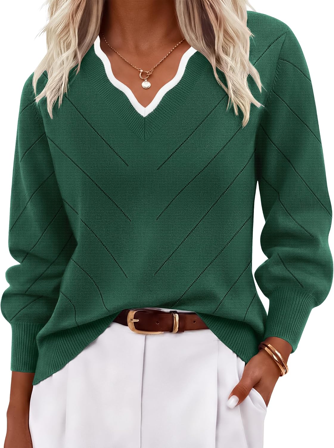 Womens Fall Sweater Cute Clothes Ribbed Knit Pullover Blouse Purple