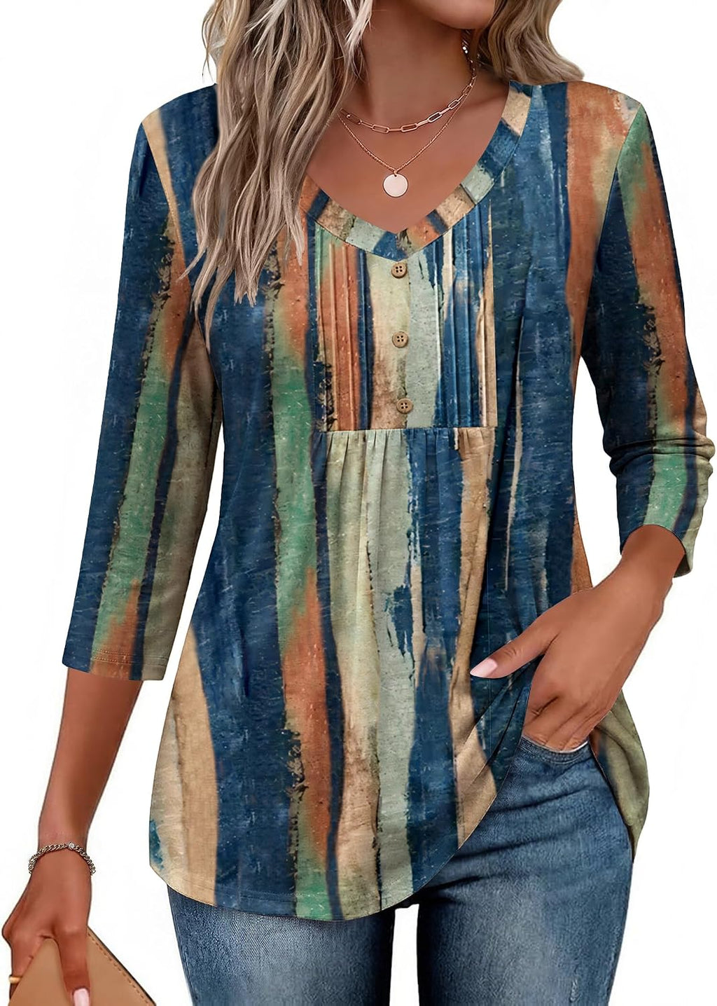 Women Dressy Tops Business Casual Cute Oversized Tunic | 3/4 length sleeves offer moderate coverage