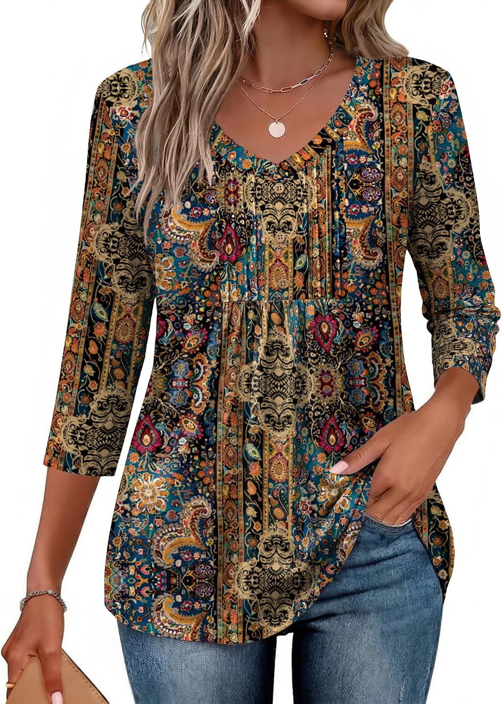 Women Dressy Tops Business Casual Cute Oversized Tunic | 3/4 length sleeves offer moderate coverage