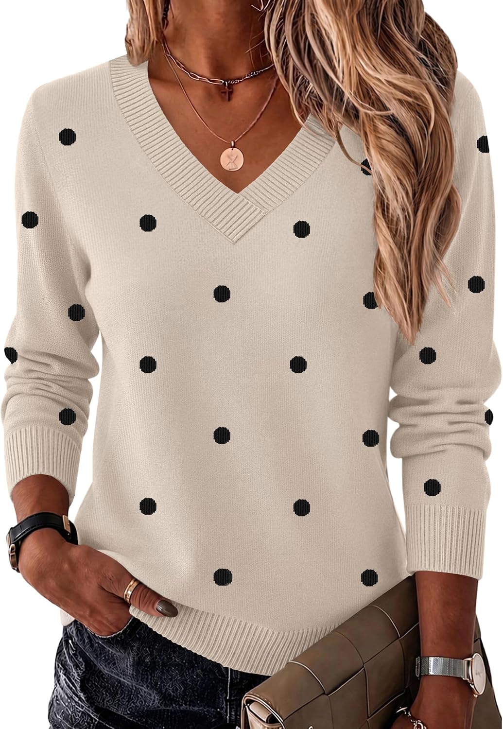 Womens V Neck Sweaters Long Sleeve Tops Lightweight Fall Clothes