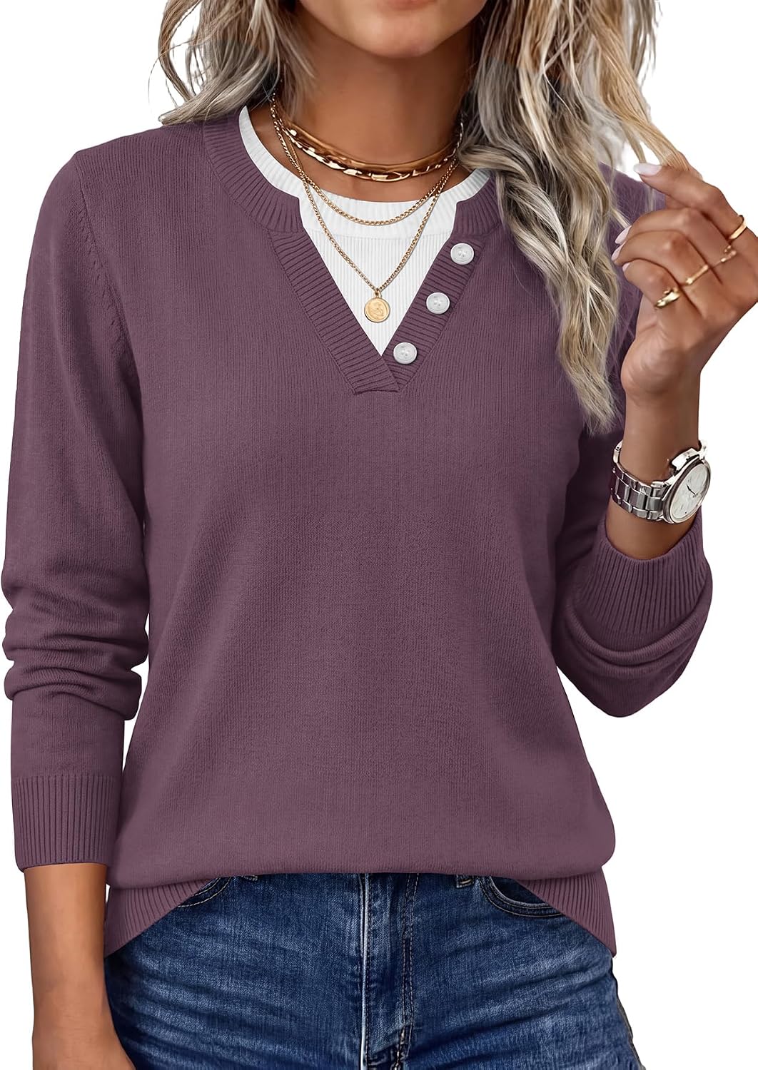 Women Lightweight Pullover Long Sleeve Tops
