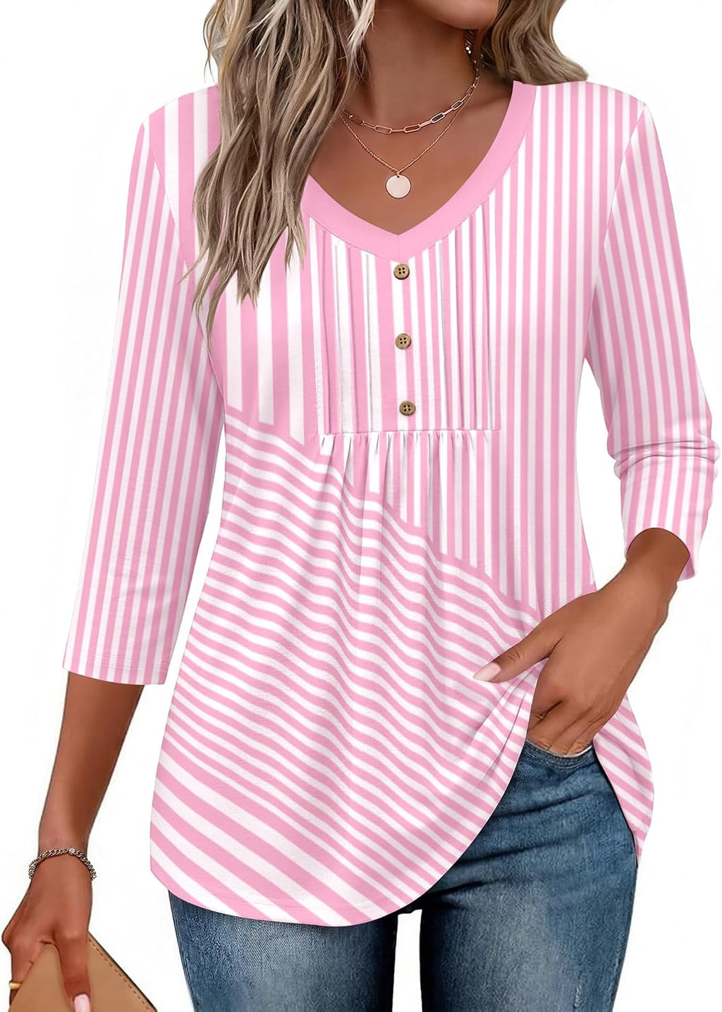 Women Dressy Tops Business Casual Cute Oversized Tunic | 3/4 length sleeves offer moderate coverage