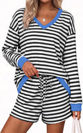 Womens Lounge Sets 2 Piece Long Sleeve Casual Striped Matching Set