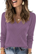 Women Dressy V-Neck Work Tops Long Sleeve Shirts