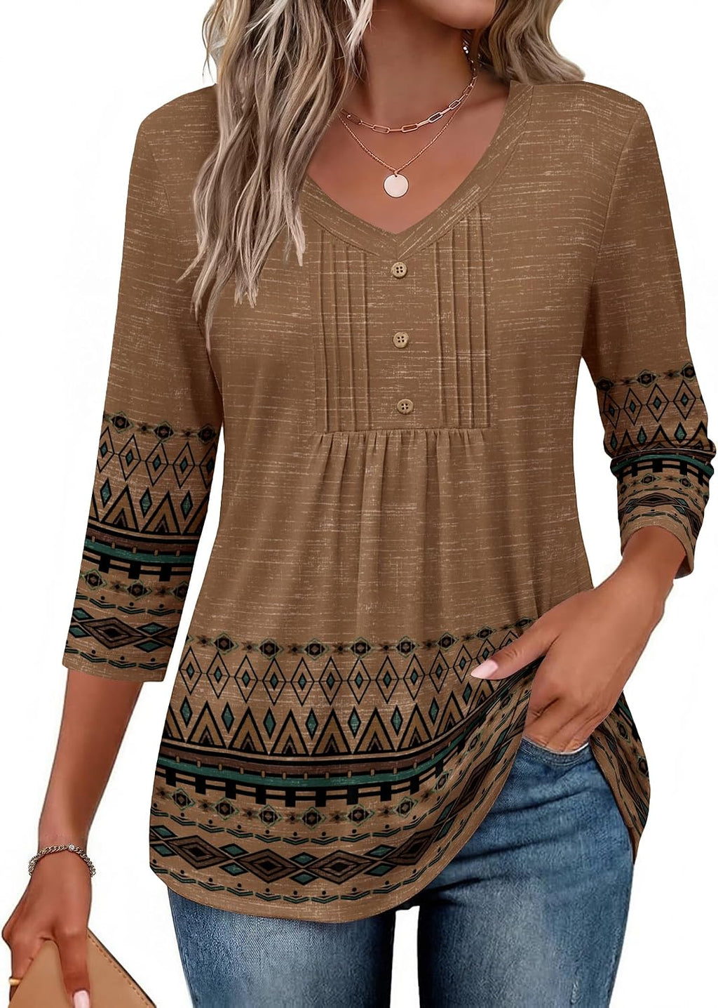 Women Dressy Tops Business Casual Cute Oversized Tunic | 3/4 length sleeves offer moderate coverage