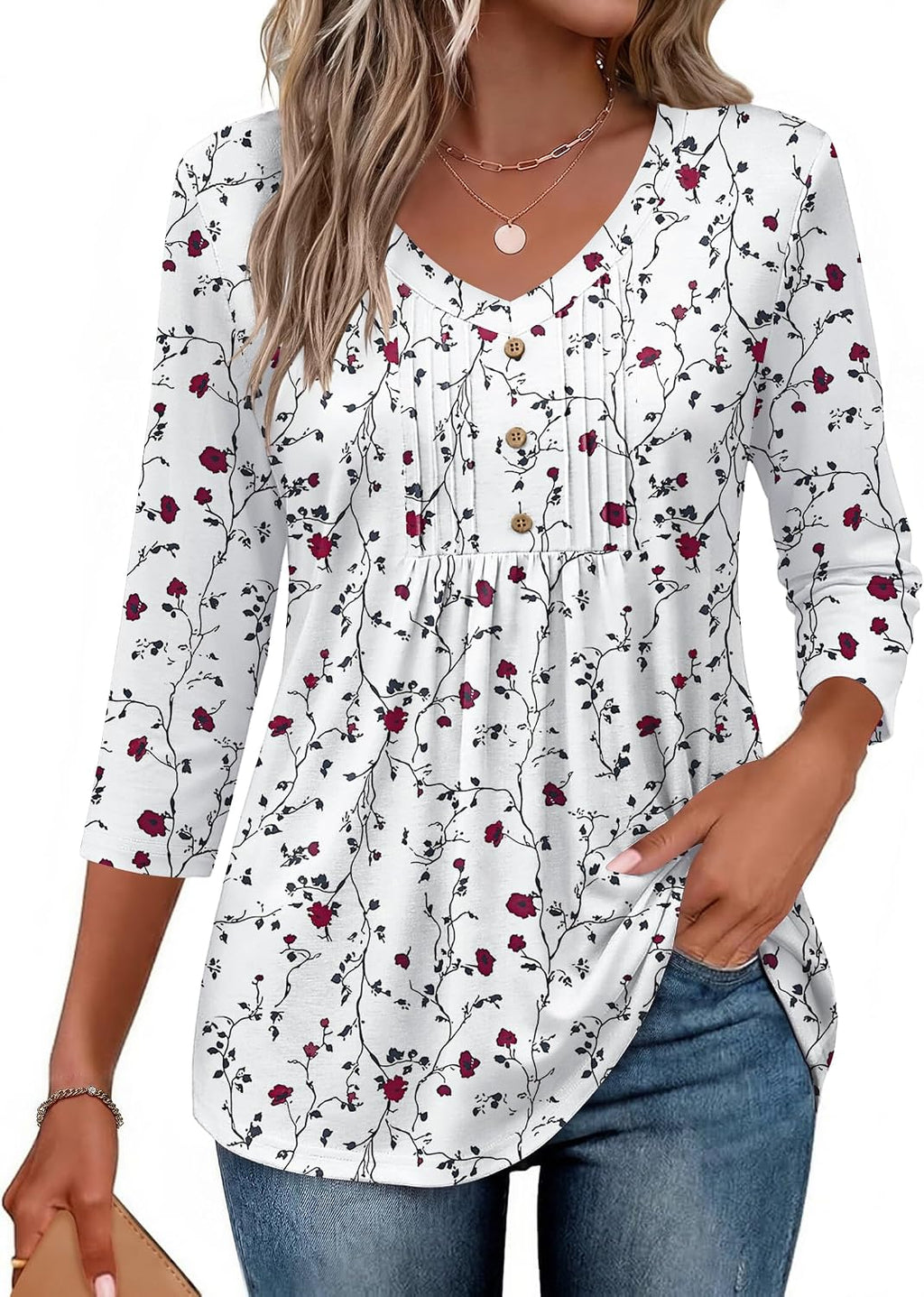 Women Dressy Tops Business Casual Cute Oversized Tunic | 3/4 length sleeves offer moderate coverage