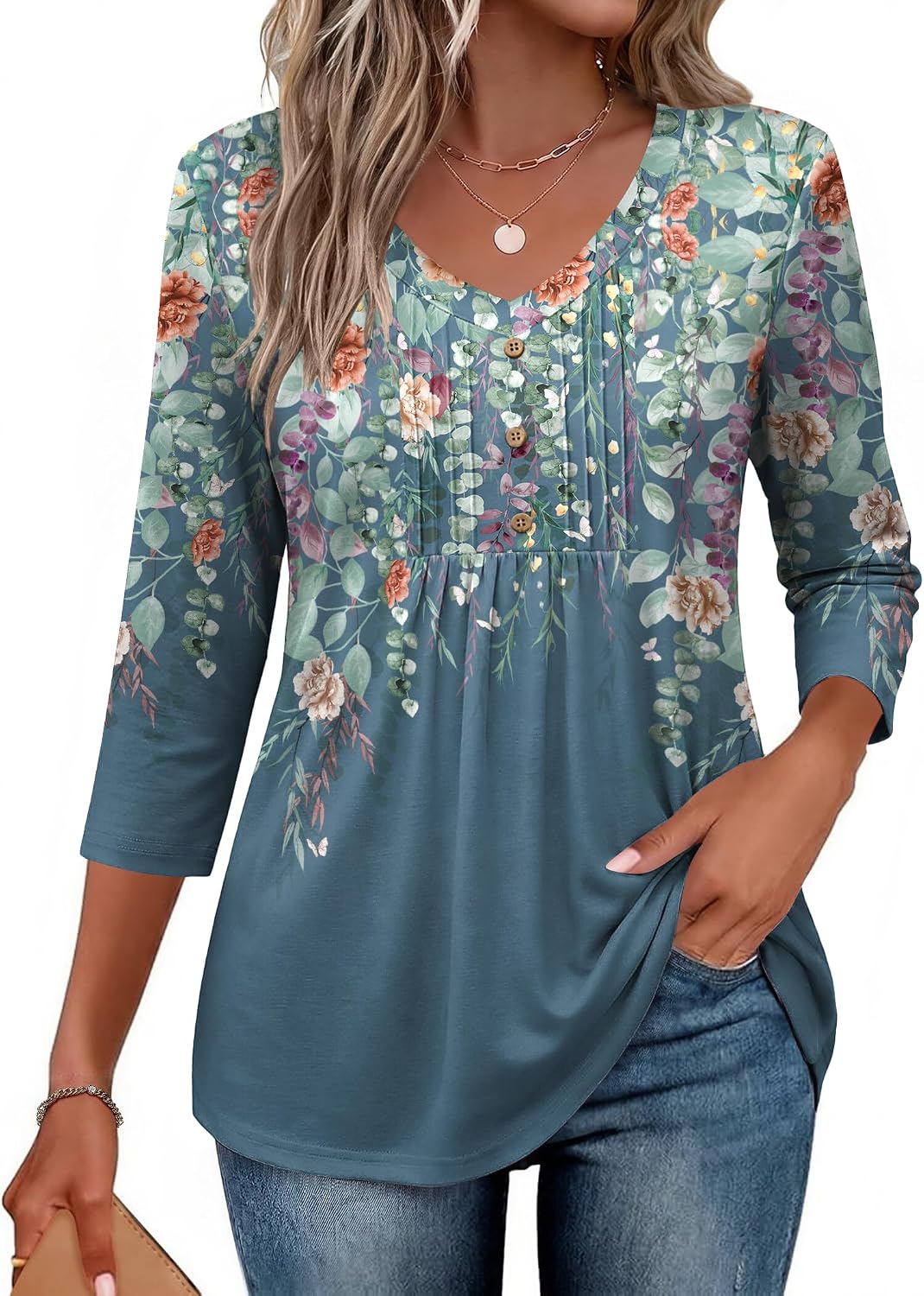 Women Dressy Tops Business Casual Cute Oversized Tunic | 3/4 length sleeves offer moderate coverage