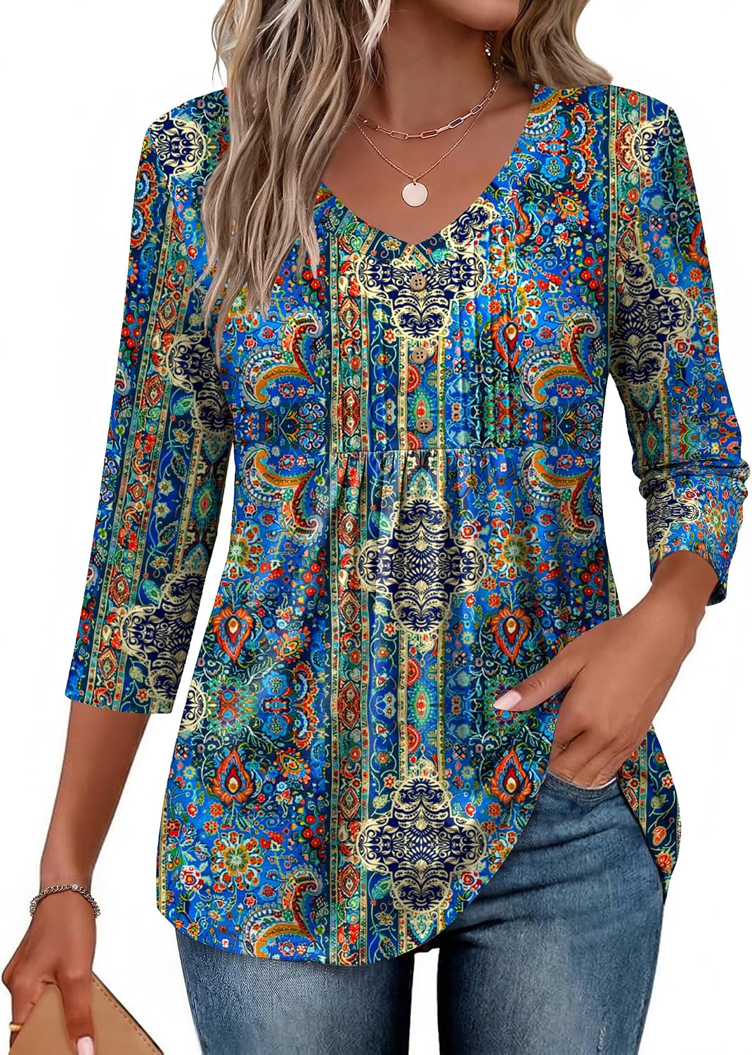 Women Dressy Tops Business Casual Cute Oversized Tunic | 3/4 length sleeves offer moderate coverage
