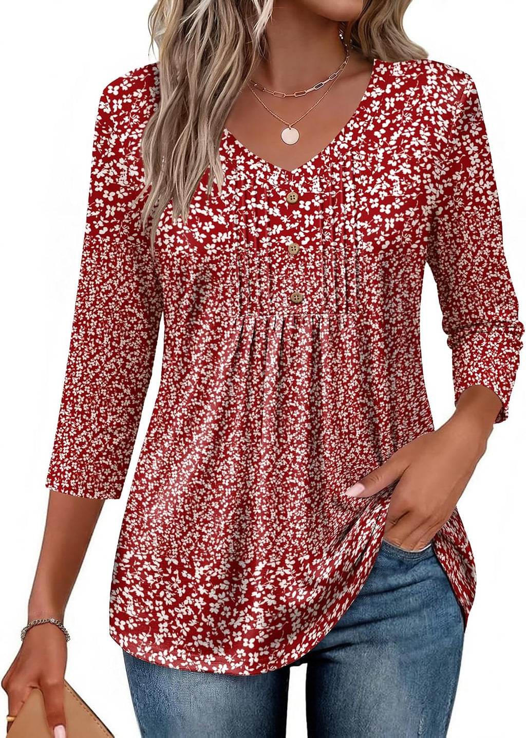 Women Dressy Tops Business Casual Cute Oversized Tunic | 3/4 length sleeves offer moderate coverage